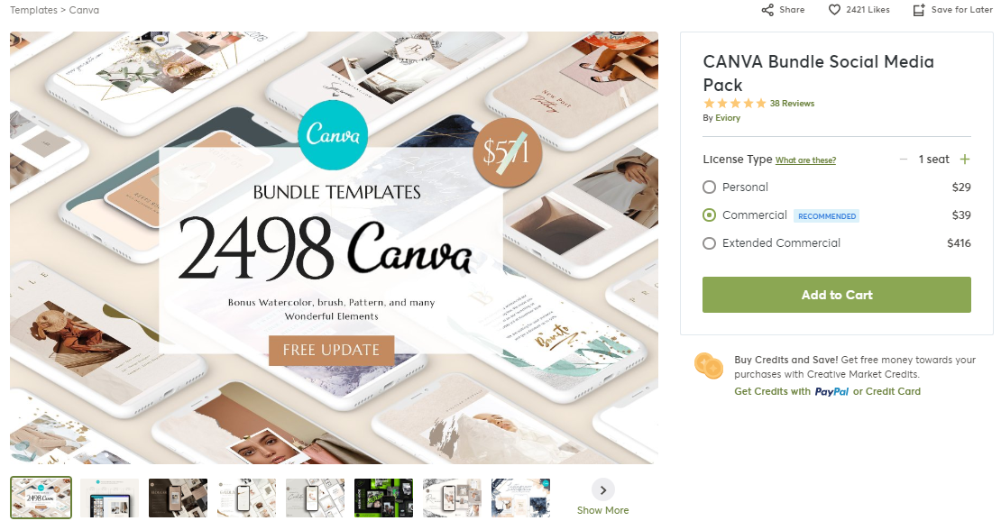Imagen Ejemplo de Compra en Creative Market