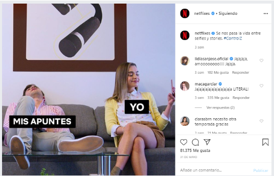 Imagen de Publicación en Instagram de Netflix