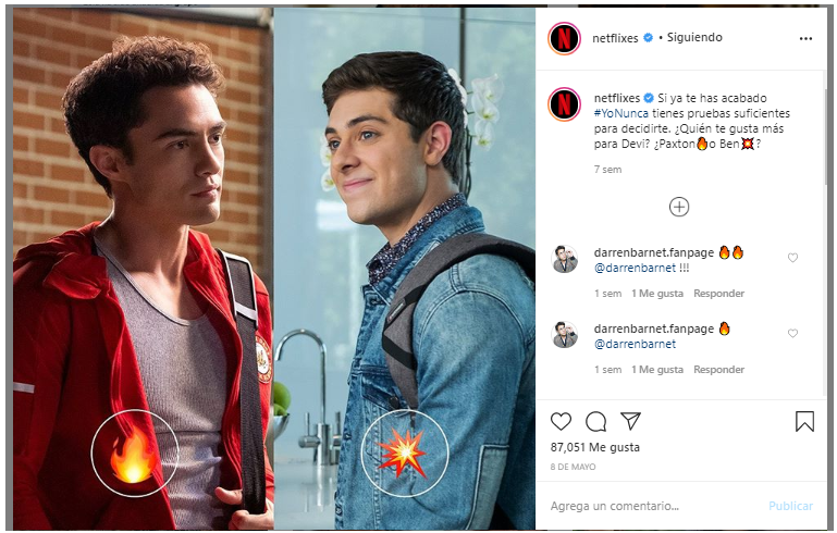 Imagen de Publicación en Instagram de Netflix