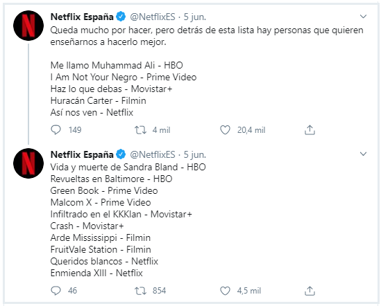 Imagen de Publicación en Twitter de Netflix